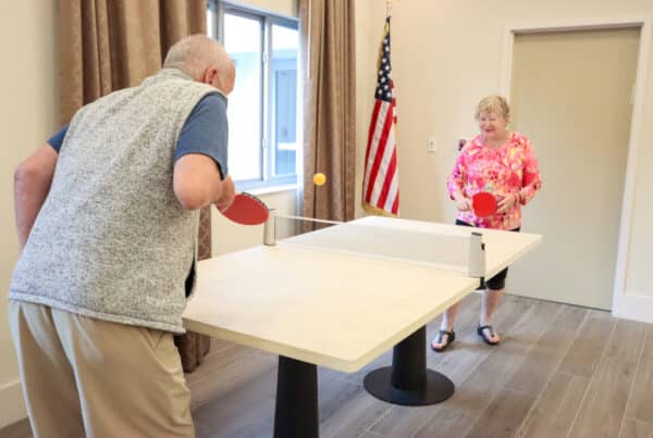 seniors playing ping pong